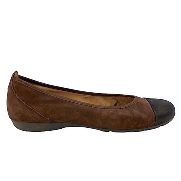 Gabor Hovercraft Raspa Cap Toe Ballerina Suede Flats in Two Tone Brown Size 7 - Picture 1 of 8